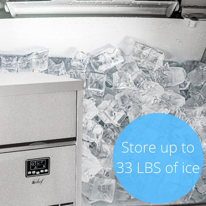 Deco Chef Commercial Ice Maker 99lb Every 24 Hours 33lb Storage Capacity Stainless Steel Great for Hotels, Restaurants, Bars, Homes, Offices Includes Connection Hoses and Ice Scoop - CookCave