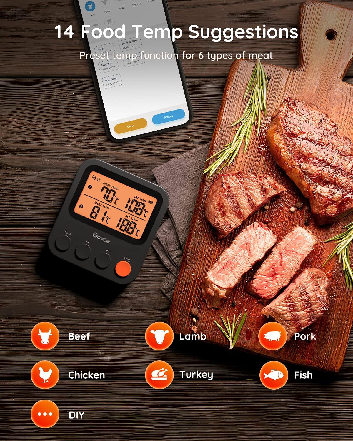 Govee Bluetooth Meat Thermometer, 230ft Range Wireless Grill Thermometer Remote Monitor with Temperature Probe Digital Grilling Thermometer with Smart Alerts for Smoker Cooking BBQ Kitchen Oven - CookCave