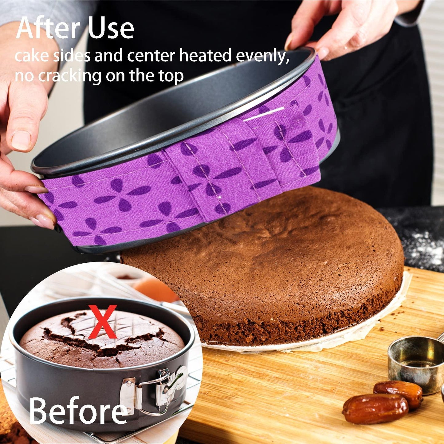 Winerming 4-Piece Bake Even Strip,Cake Pan Strips,Cake Pan Dampen Strips,Cake Pan Strips, Super Absorbent Thick Cotton,Keeps Cakes More Level and Prevents Crowning with Cleaner Edges - CookCave