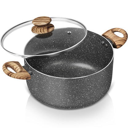 MICHELANGELO Stock Pot with Lid, 5 Quart Cooking Pot Nonstick Soup Pot with Lid, Induction Pot for Cooking, 5 Qt Pot with Lid, Non Stick Pot for Kitchen, Stockpot with Bakelite Handle, Grey Granite - CookCave