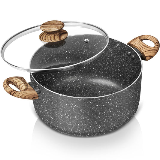 MICHELANGELO Stock Pot with Lid, 5 Quart Cooking Pot Nonstick Soup Pot with Lid, Induction Pot for Cooking, 5 Qt Pot with Lid, Non Stick Pot for Kitchen, Stockpot with Bakelite Handle, Grey Granite - CookCave