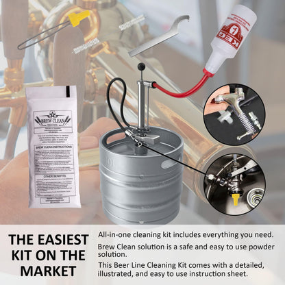 Kegconnection Kegerator Beer Line Cleaning Kit - Easy and Safe to Use Keg Cleaner - with Brew Clean Solution and More - CookCave