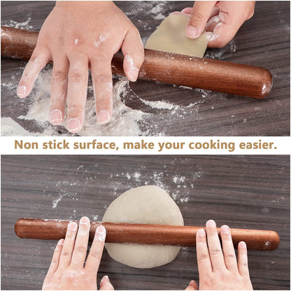 Aisoso French Rolling Pin, 17.7 Inches Wood Rolling Pin for Baking Extra Long Thickened, Classic Wooden Dough Roller for Fondant Pizza Pie Crust Cookie Pastry, Essential Kitchen Utensil, Brown - CookCave