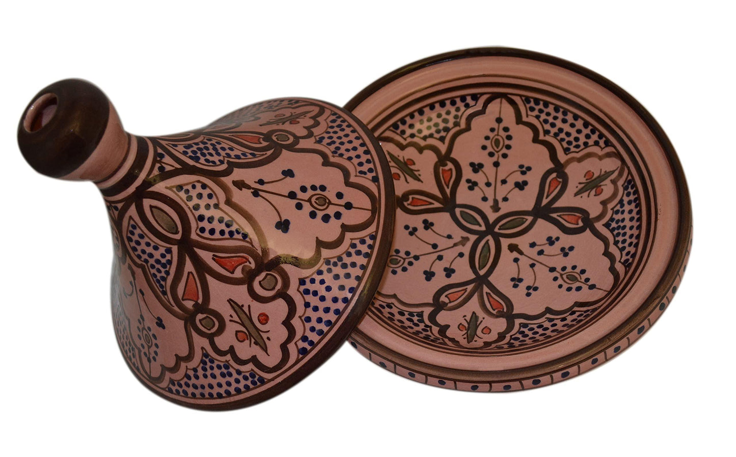 Moroccan Handmade Serving Tagine Exquisite Ceramic With Vivid colors Original Medium 10 inches Across - CookCave