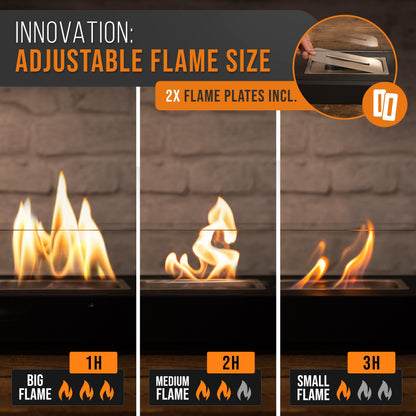 Flammtal Ethanol Tabletop Fire Pit - 3h Burn Time, Portable Indoor & Outdoor S'mores Maker with 4 Roasting Sticks and Adjustable Flames - CookCave