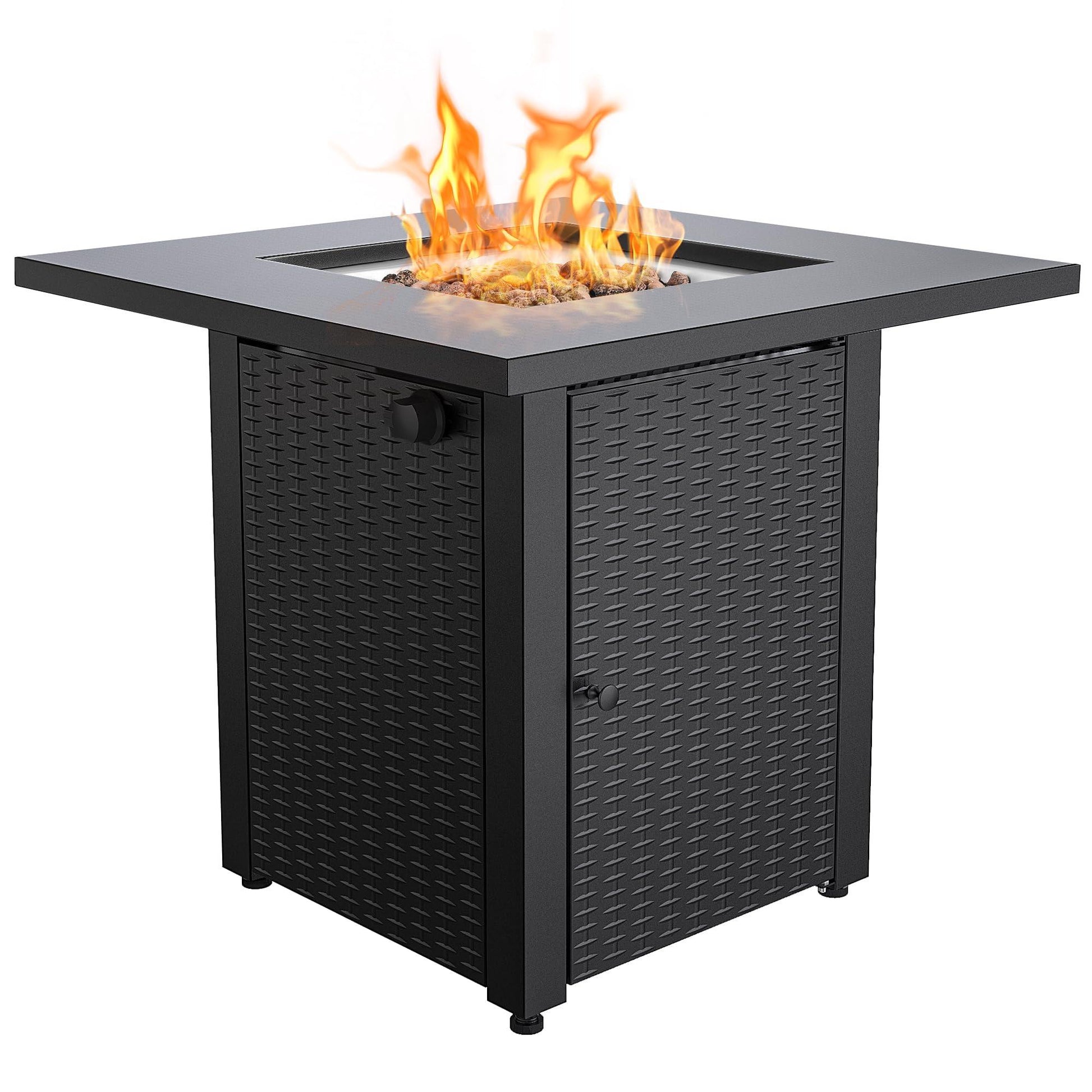 LEGACY HEATING Zeta 1 28in Propane Fire Pit Table, 50,000BTU Outdoor Gas Fire Pit, 2 in 1 Firepit Table w/ Lid, Lava Rock, ETL Certified Steel Fire Table add Warmth to Parties on Backyard, Black - CookCave