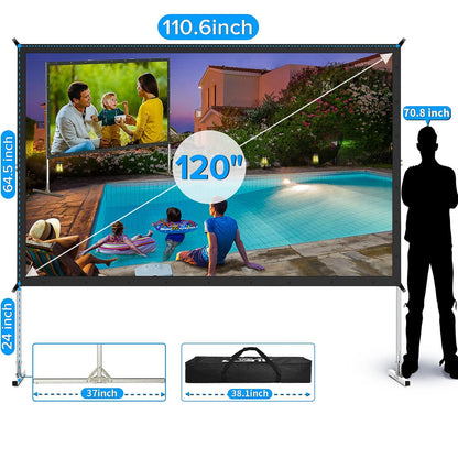 Projector Screen Outdoor,JWSIT 120 inch Outdoor Movie Screen-Upgraded 3 Layers PVC 16:9 Outdoor Projector Screen,Portable Video Projection Screen with Carrying Bag for Home Theater Backyard - CookCave