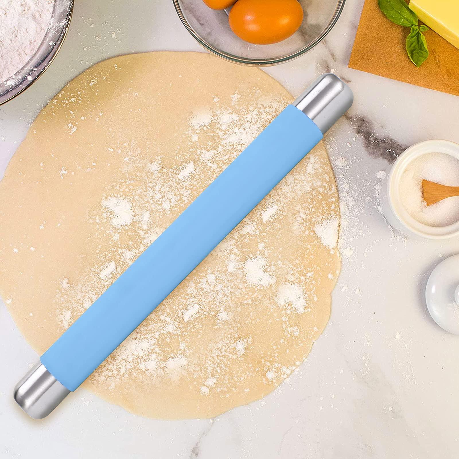 Remeel Rolling Pin Dough Roller for Baking with Thickened Non Stick Silicone Metal Handle Rolling Pin Stainless steel Fondant Roller Pin Cookie Pastry Kitchen Accessories 13.8 X 1.5 Inches - CookCave