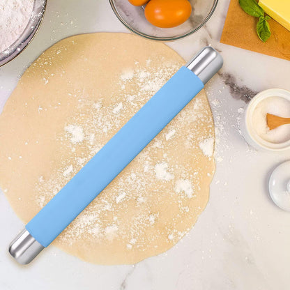 Remeel Rolling Pin Dough Roller for Baking with Thickened Non Stick Silicone Metal Handle Rolling Pin Stainless steel Fondant Roller Pin Cookie Pastry Kitchen Accessories 13.8 X 1.5 Inches - CookCave