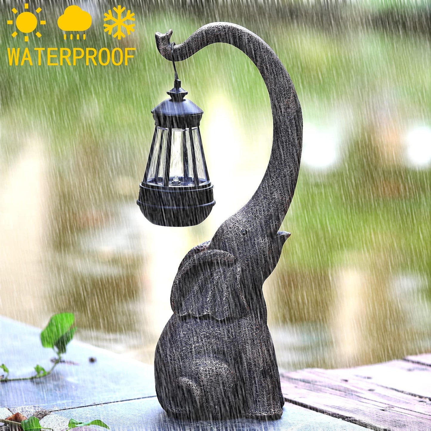 IVCOOLE 15" Outdoor Sculpture Figurine Statue Elephant Christmas Decorations Solar Garden Statues for Patio HomeYard Decor Good Luck Christmas Elephant Gift for Woman, Mom Family - CookCave