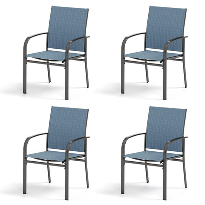 MIXPATIO Patio Dining Chairs Set of 4, Outdoor Textilene Dining Chairs, Patio Furniture Chairs with Armrest, Blue - CookCave