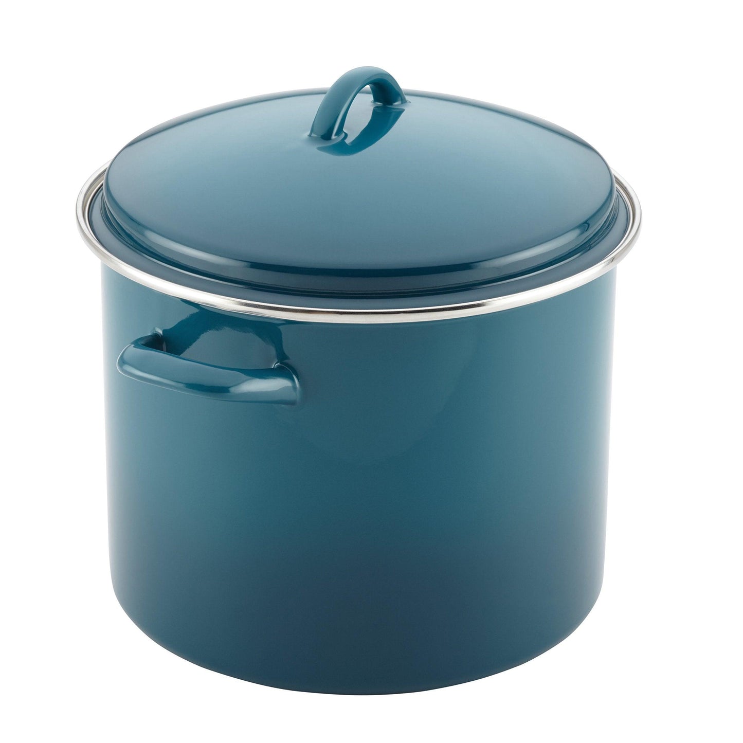 Rachael Ray Enamel on Steel Stock Pot/Stockpot with Lid, 12 Quart, Marine Blue - CookCave