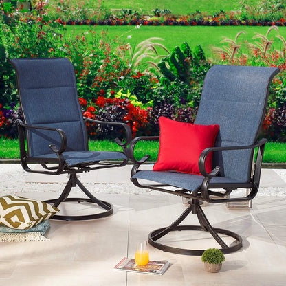 PatioFestival Patio Dining Chairs Set 4 Pieces Textilene Outdoor High Back Swivel Rockers with All Weather Frame (Blue) - CookCave