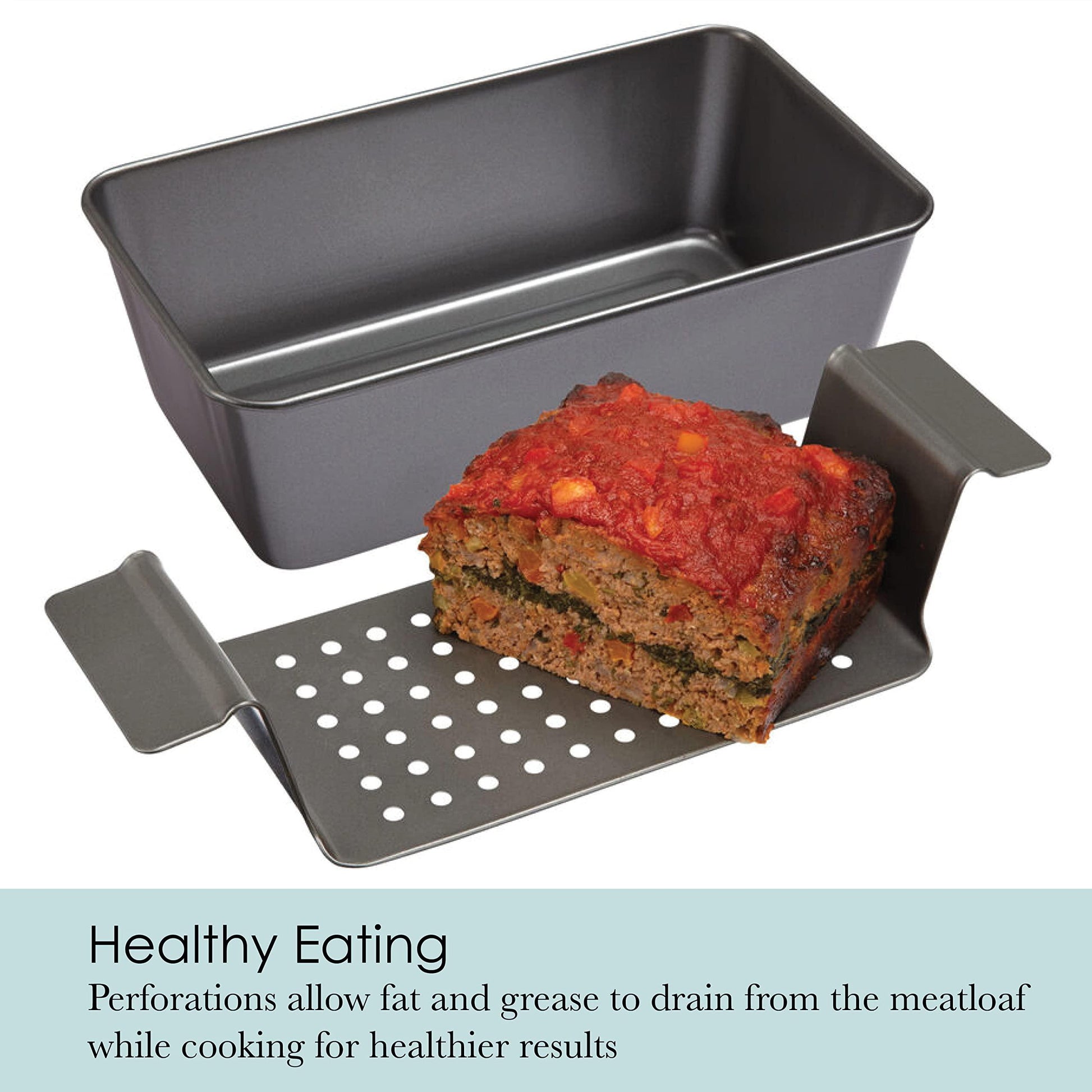 Chicago Metallic Non-Stick 2-Piece Healthy Meatloaf Set, Grey - CookCave