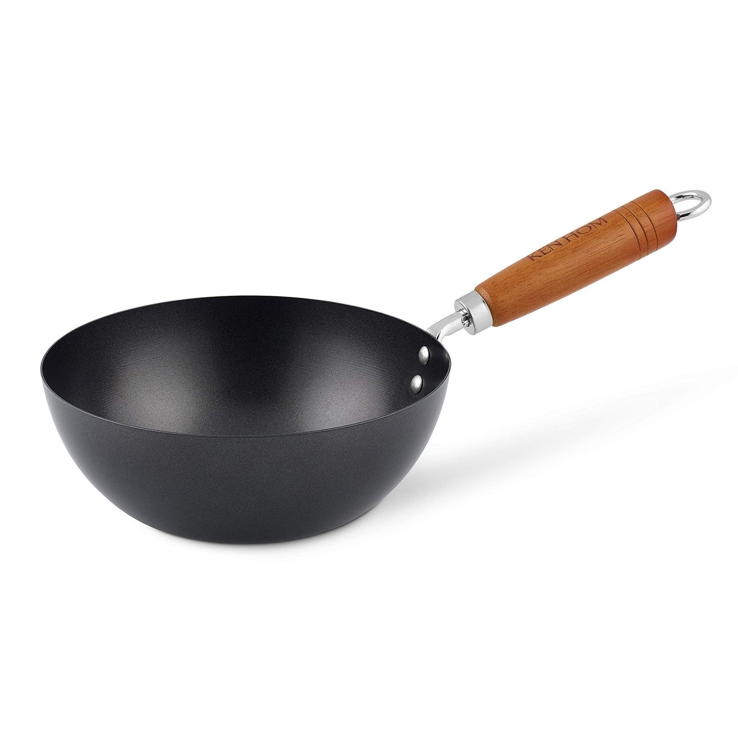 Ken Hom Classic Non-Stick Carbon Steel Mini Wok - Lightweight Carbon Steel Mini Wok - Non-Stick Stir Fry Pan & Wok - Hand Wash Only - 8 inches - CookCave