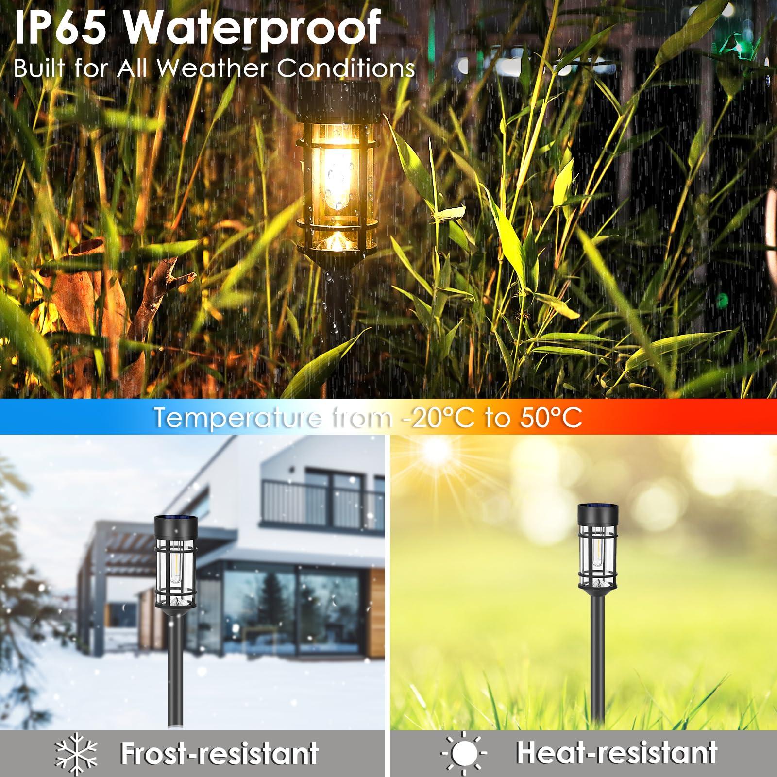 Mancra Solar Pathway Lights, 8 Pack LED Solar Lights Outdoor Waterproof, Glass Solar Garden Lights Landscape Lighting for Yard Lawn Walkway Driveway, 3000K - CookCave