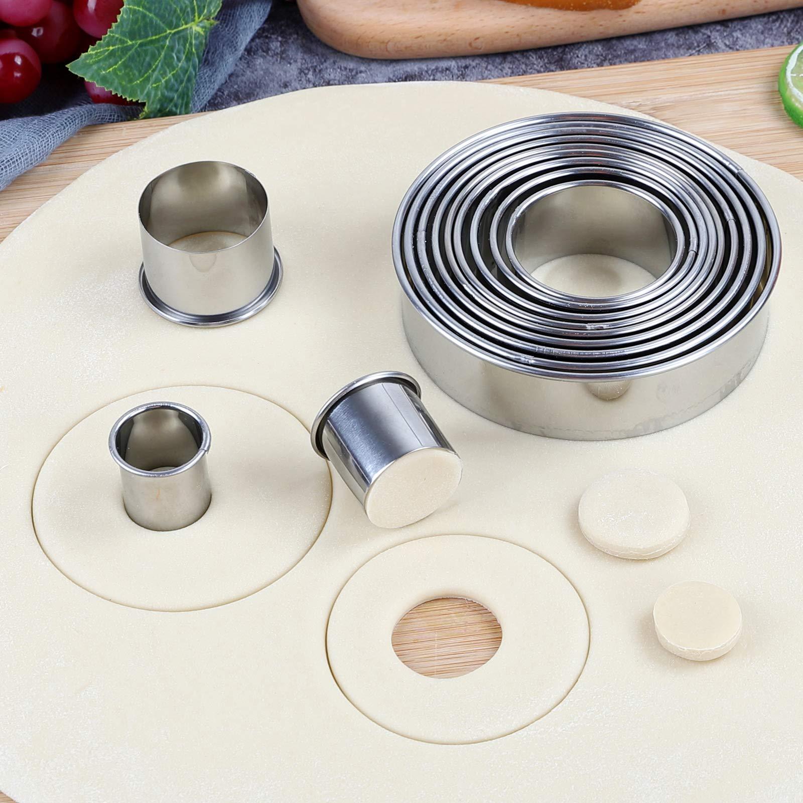 Round Cookie Cutters Set 12 Pieces Bistcuit Cookie Cutters Circle Pastry Cutters Round Donut Ring Molds for Baking for Pastries Doughs Doughnuts - CookCave