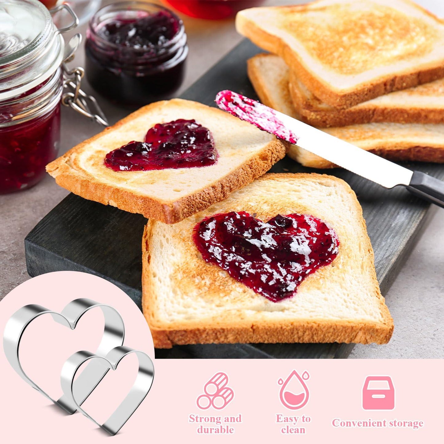 8 Pcs Heart Cookie Cutters Set Stainless Steel Cookie Cutters 1.7” 2.2” 2.8” 3.4” 4.1” 4.5” Heart Shape DIY Cookie Cutters Valentine's Day Present for Sandwiches, Cookie, Biscuit (Heart) - CookCave