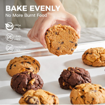 HONGBAKE 2-Pack Natural Aluminum Commercial Half Baking Sheet Pan, Non-Stick Cookie Sheets for Baking with 50 PCS Parchment Paper, 12.8 x 17.7 in, Silver - CookCave