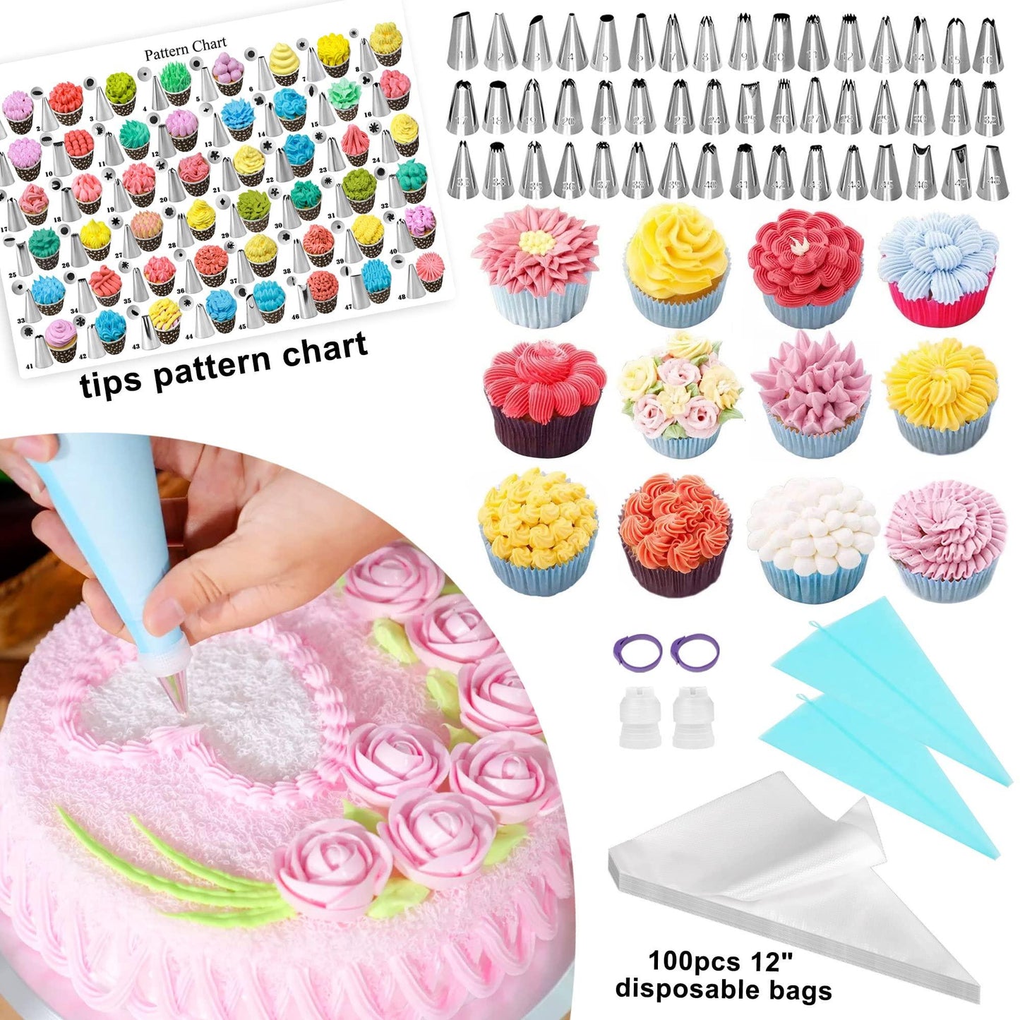 LotFancy Cake Decorating Kit, 469Pcs, Cake Baking Supplies with Rotating Turntable, Springform Pans, Piping Bags and Tips Set, Icing Spatula, Baking Tools Set for Beginners and Cake Lovers - CookCave