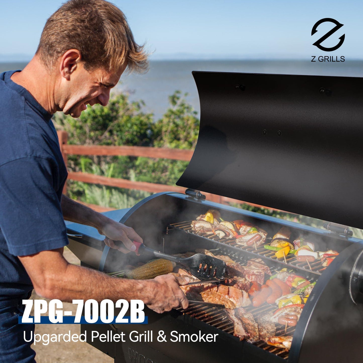 Z GRILLS Pellet Smoker Grill with PID Control, Rain Cover, 700 sq. in Cooking Area for Outdoor BBQ, ZPG-7002B - CookCave