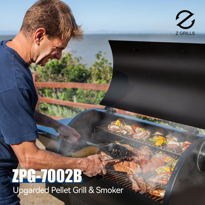 Z GRILLS Pellet Smoker Grill with PID Control, Rain Cover, 700 sq. in Cooking Area for Outdoor BBQ, ZPG-7002B - CookCave