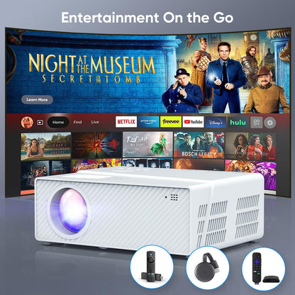 5G WiFi Bluetooth Projector with Screen, 16000 Lumens/450 ANSI Real Native 1080P 4K Outdoor Projector for Theater Movies, Synchronize Smartphone, Compatible W/TV Stick/HDMI/PS4 [120'' Screen Included] - CookCave