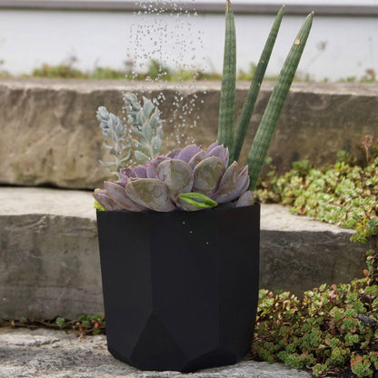 Bloem Tuxton Modern Hexagon Small Planter: 10" - Black - Matte Finish, Durable Resin, Modern Design, Optional Drainage Holes, for Indoor and Outdoor Use, Gardening, 2.7 Gallon Capacity - CookCave