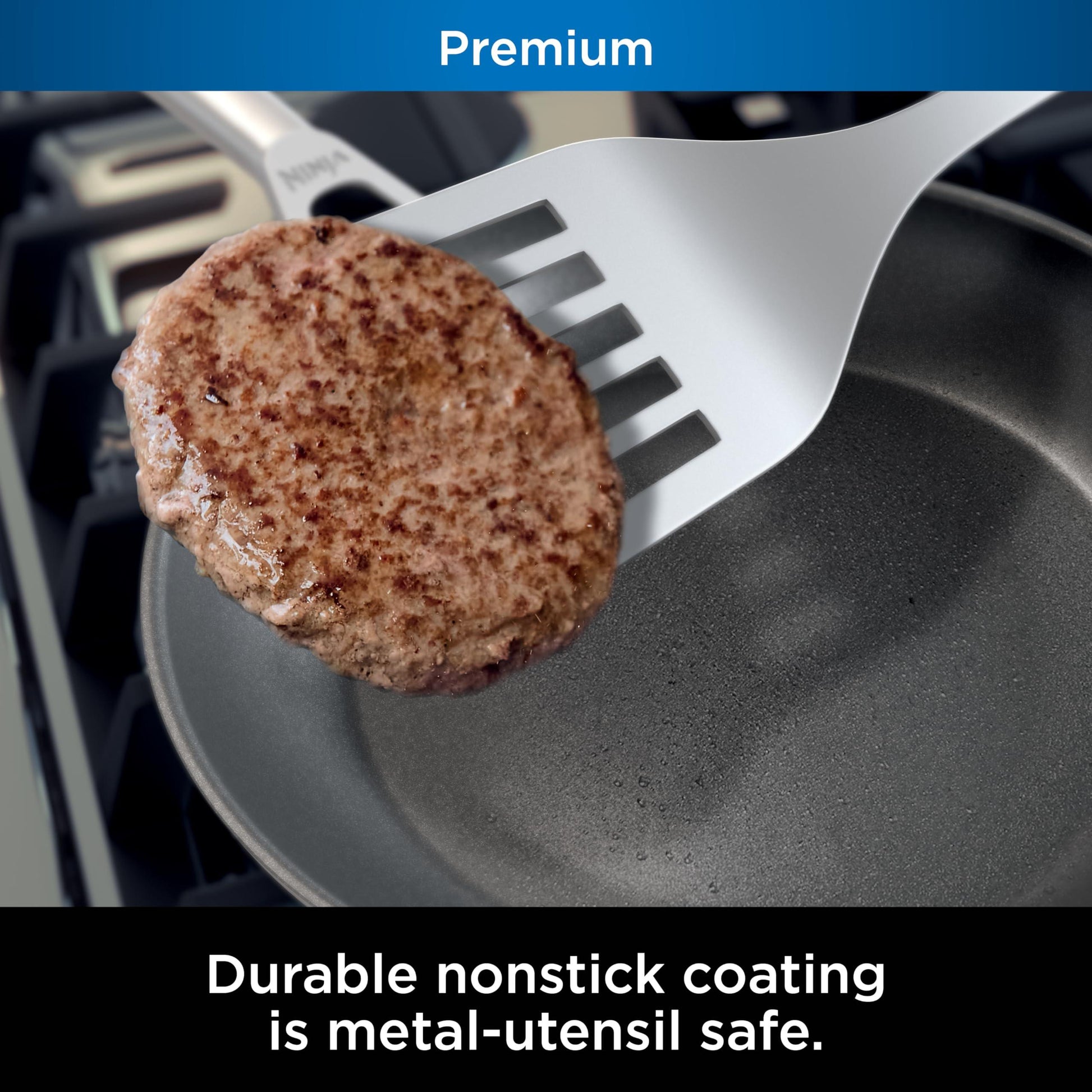 Ninja C30030 Foodi NeverStick Premium 12-Inch Fry Pan, Hard-Anodized, Nonstick, Durable & Oven Safe to 500°F, Slate Grey - CookCave
