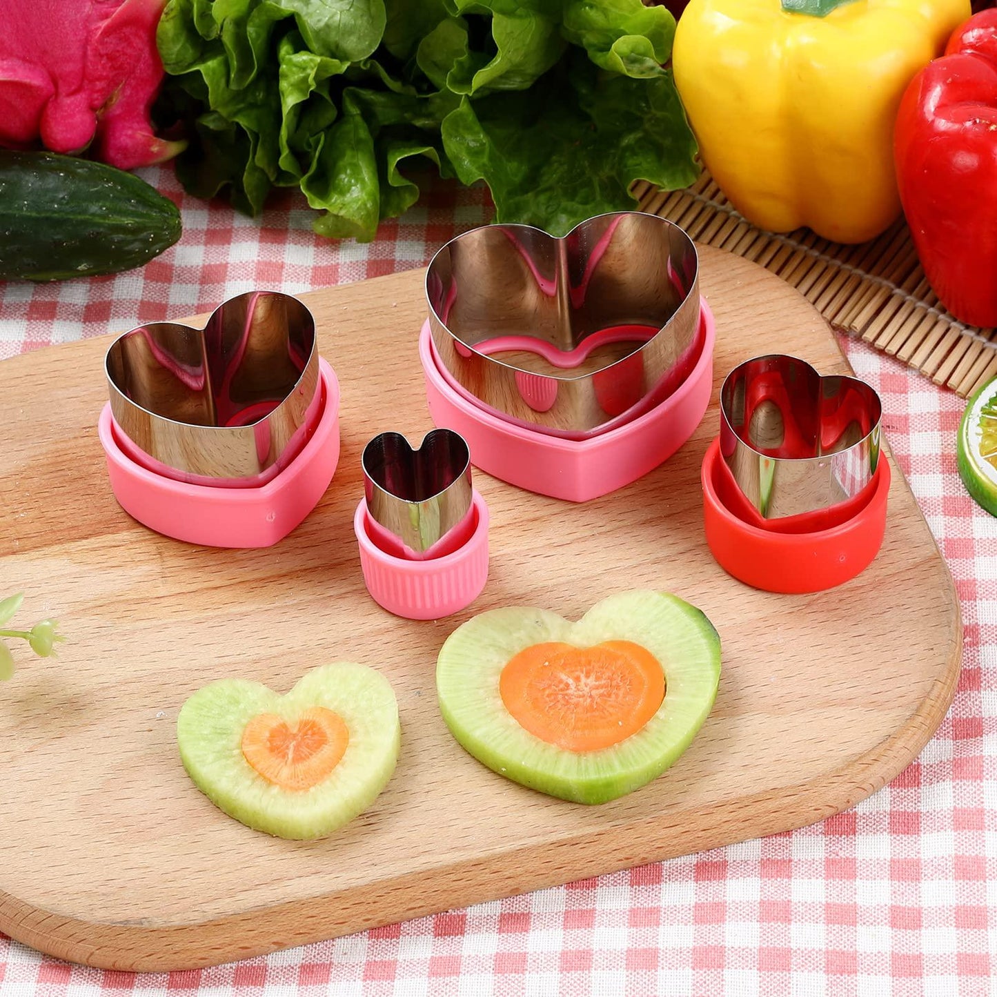 Valentine's Day Cookie Cutter Mold Set,5 Different Size Heart-shaped Sandwich Cutter and Sealer, Cookie, Fruit, Vegetable Cutters - CookCave