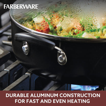 Farberware Smart Control Nonstick Jumbo Cooker/Saute Pan with Lid and Helper Handle, 6 Quart, Black - CookCave