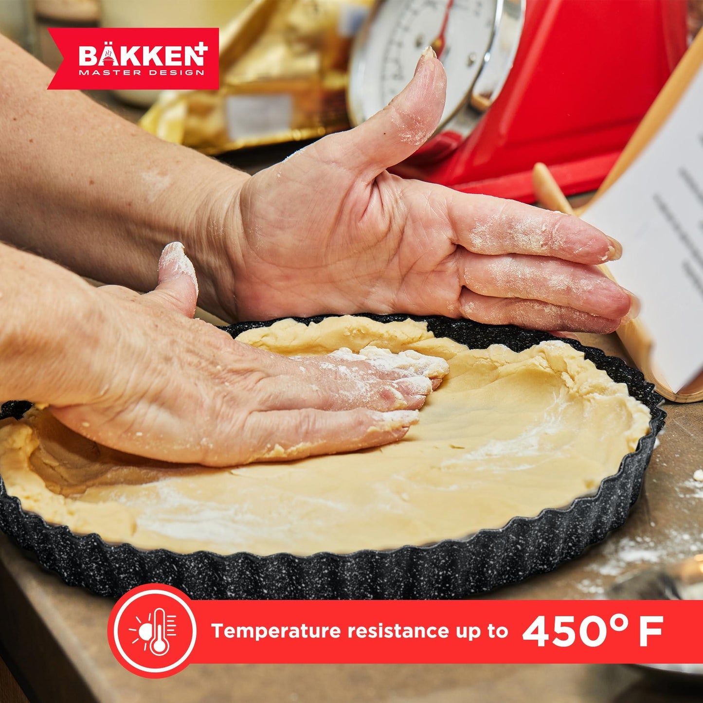 Bakken- Swiss Tart Pan – Quick Release Removable Base, Non-Stick Fluted Edge, Durable Steel - Create Perfect Pies, Fruit Tarts, and Quiches with Ease - CookCave