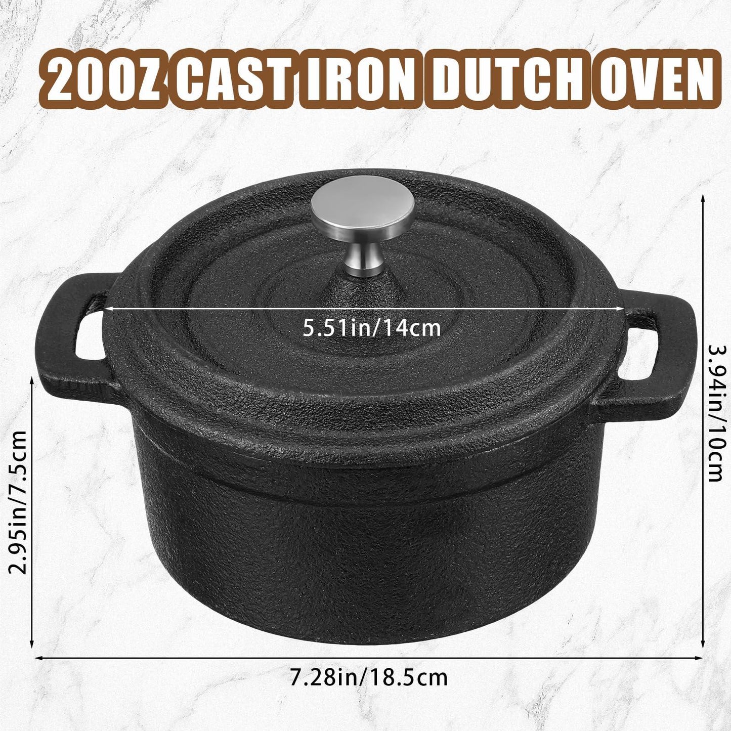 Suttmin 4 Pcs Mini Dutch Oven Small Round Iron Cocotte Black Dutch Oven Pot with Lid and Dual Handles Cast Iron Pot for Stovetop Use Marinate Cook Bake Refrigerate Garlic Roaster BBQ Grill (20 oz) - CookCave