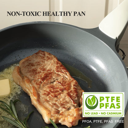 PRICUSIS Nonstick Ceramic Frying Pan, Non Toxic Nonstick Pan Skillet, Healthy Egg Pan Nonstick Omelet Pan Chef's Pan, PTFE PFOA & PFAS Free, Induction Compatible 8 Inch - CookCave