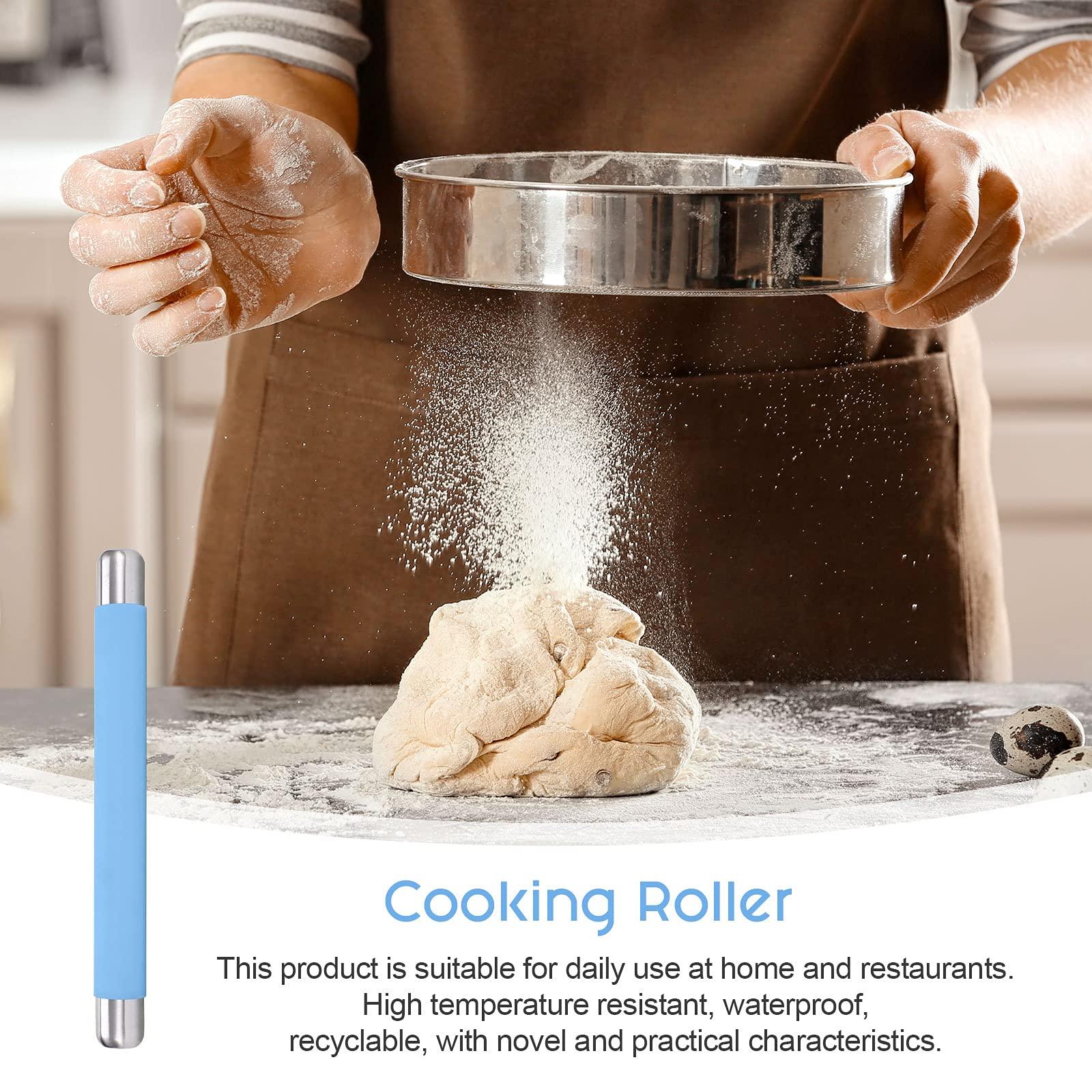Remeel Rolling Pin Dough Roller for Baking with Thickened Non Stick Silicone Metal Handle Rolling Pin Stainless steel Fondant Roller Pin Cookie Pastry Kitchen Accessories 13.8 X 1.5 Inches - CookCave