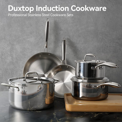 Duxtop Whole-Clad Tri-Ply Stainless Steel Induction Cookware Set, 10PC Kitchen Pots and Pans Set - CookCave