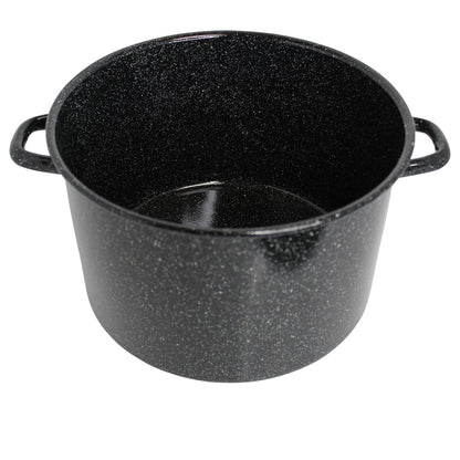 Mirro 12Qt Traditional Vintage Style Black Speckled Enamel on Steel Stock Pot with Lid, (MIR-10705) - CookCave