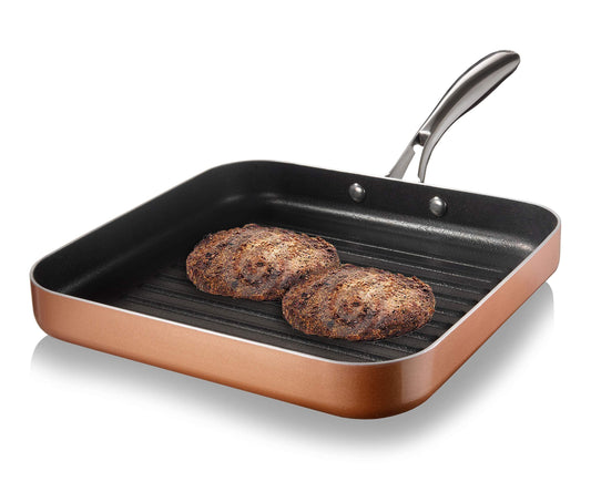 Gotham Steel Nonstick Grill Pan for Stovetops with Grill Sear Ridges, Drains Grease, Ultra Durable Coating, Metal Utensil Safe, Stay Cool Stainless-Steel Handle, Oven & Dishwasher Safe, 100% PFOA Free - CookCave