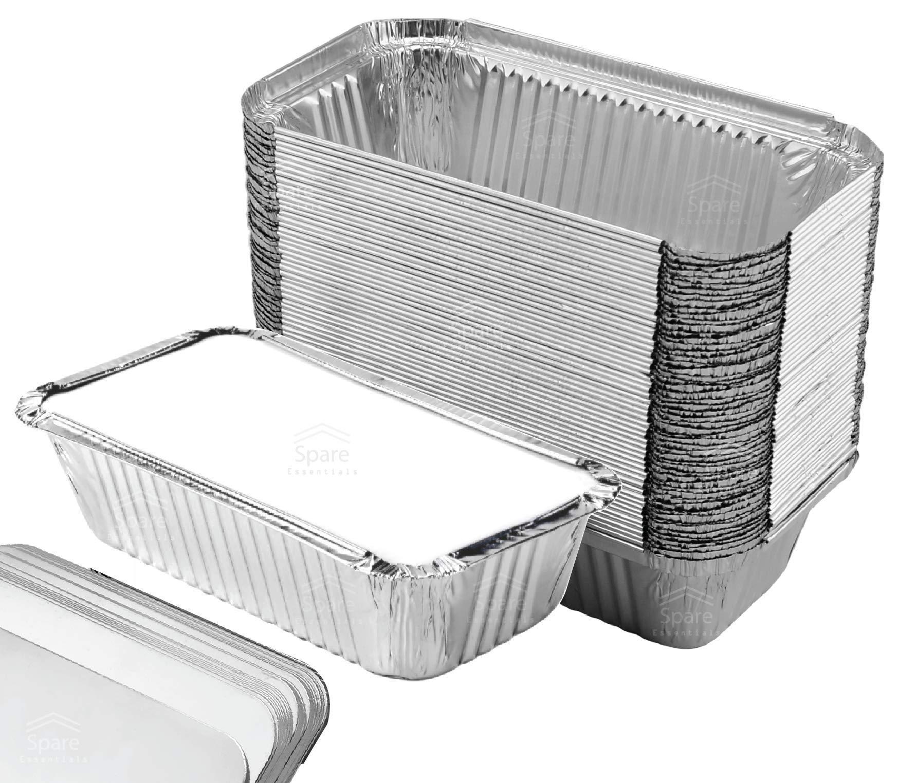 (55 Pack) Aluminum Loaf Pans with Lids, Disposable Bread Tins for Baking Bread, Lunch Containers with Lids, Personal Lasagna, Single Serve, Individual Baking Dishes 650 ml - Size 7.8 x 4.3 x 2 - CookCave