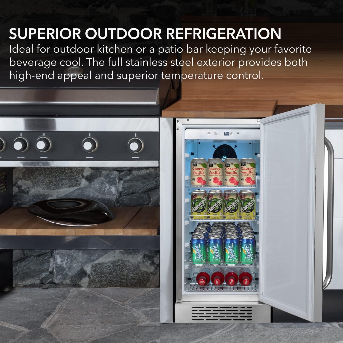 Whynter BOR-326FS 3.0 cu. ft. Indoor/Outdoor Beverage Refrigerators, One Size, Stainless Steel/Black, 15" wide - CookCave