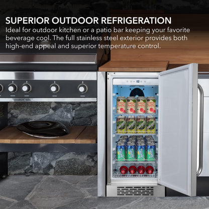 Whynter BOR-326FS 3.0 cu. ft. Indoor/Outdoor Beverage Refrigerators, One Size, Stainless Steel/Black, 15" wide - CookCave