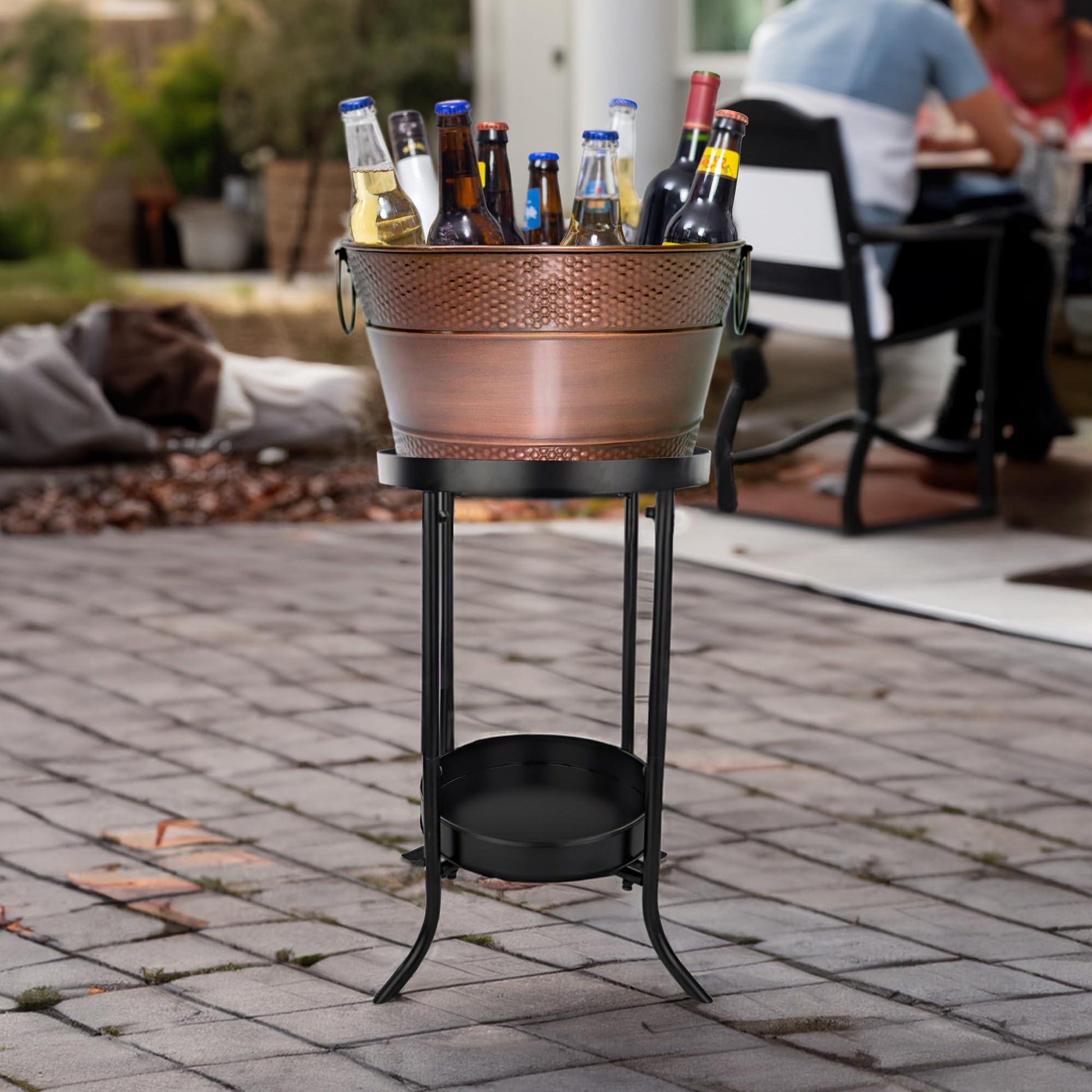 BREKX Galvanized Copper Beverage Tub with Stand (15-QT) - Copper Drink Bucket with Stand - CookCave