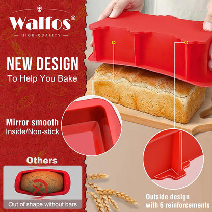 Walfos Silicone Bread Loaf Pan，9 x 5 inch Non-Stick Silicone Loaf Pans For Baking Set of 2，Perfect For Bread, Cake, Meatloaf, BPA Free and Dishwasher Safe - CookCave