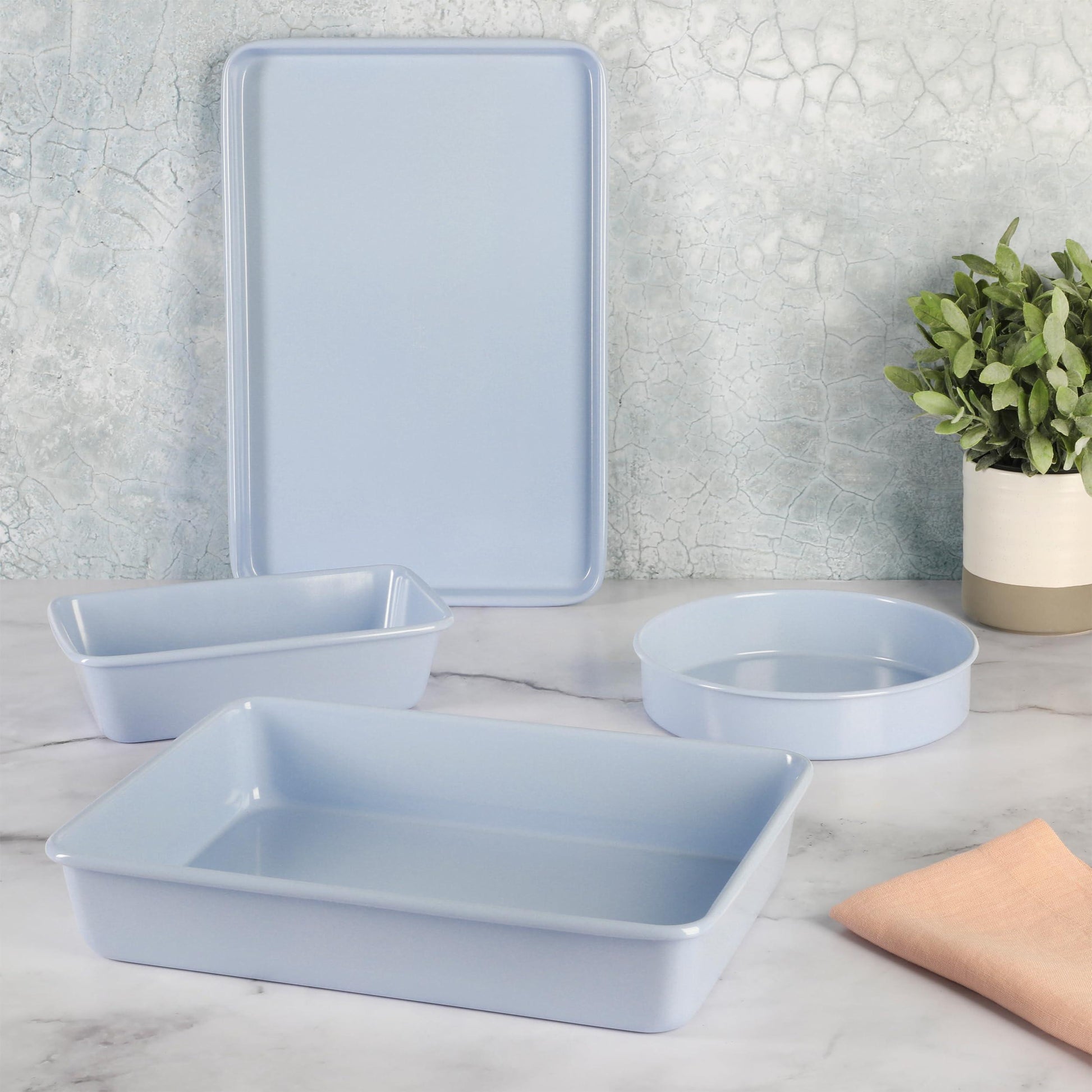Martha Stewart Everyday 4 Piece Carbon Steel Colored Bakeware Set in Lavender - CookCave