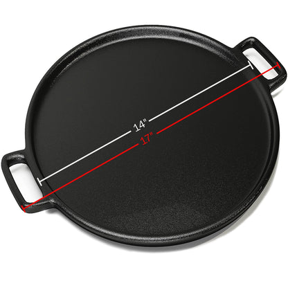 Home-Complete Cast Iron Pizza Pan-14” Skillet for Cooking, Baking, Grilling-Durable, Long Lasting, Even-Heating and Versatile Kitchen Cookware - CookCave