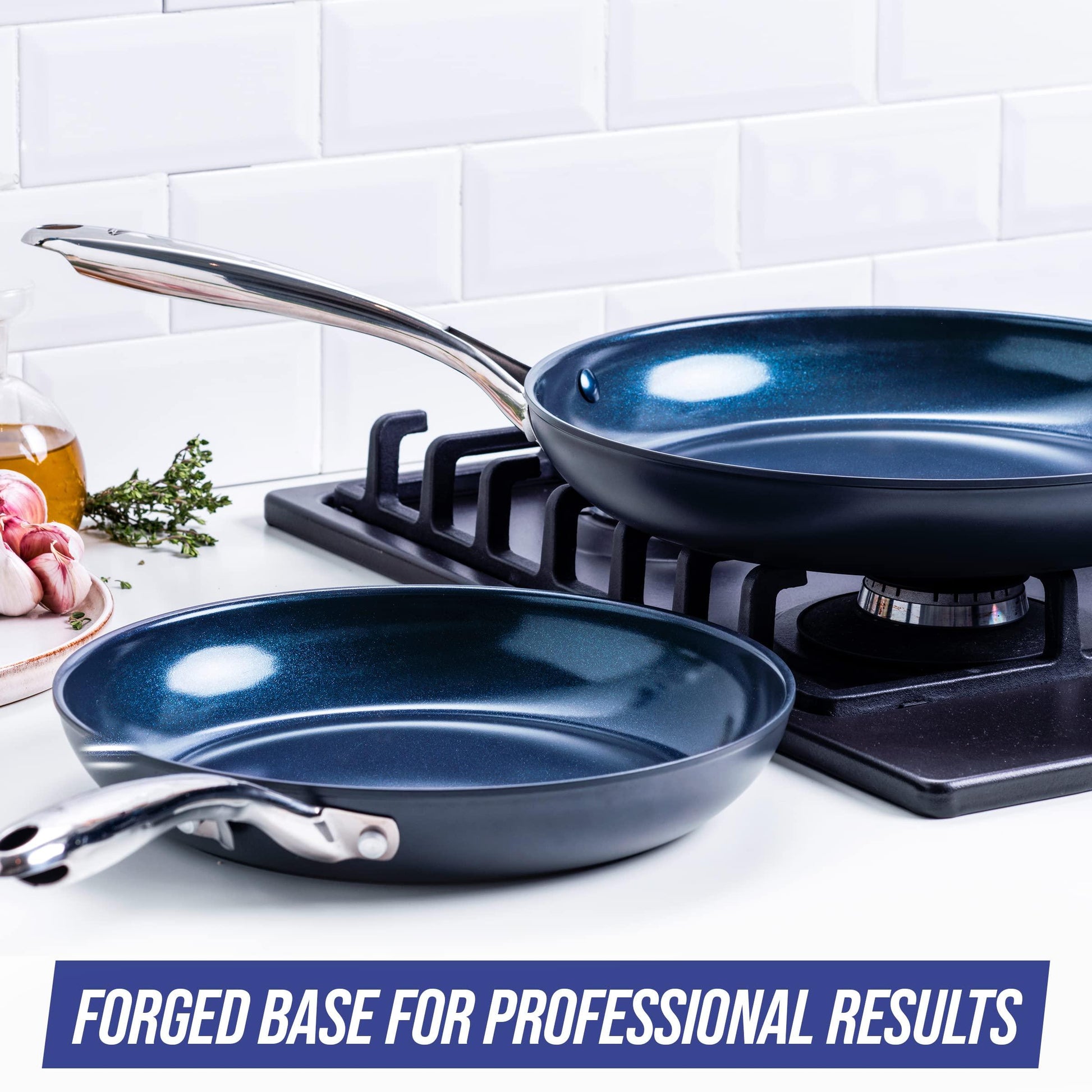 Blue Diamond Cookware Hard Anodized Ceramic Nonstick, 10" and 12" Frying Pan Skillet Set, PFAS-Free, Dishwasher Safe, Oven Safe, Grey - CookCave