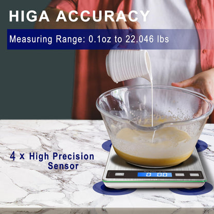 hito Food Scale, 22lb Digital Kitchen Scale Weight Grams and oz, Rechargeable Waterproof, for Weight Loss, Cooking and Baking, 1g/0.1oz Precise Graduation, Ash Silver - CookCave