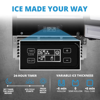 80 lbs. of Ice a Day, 15" Undercounter Clear Ice Cube Maker Machine, Stainless Steel - CookCave