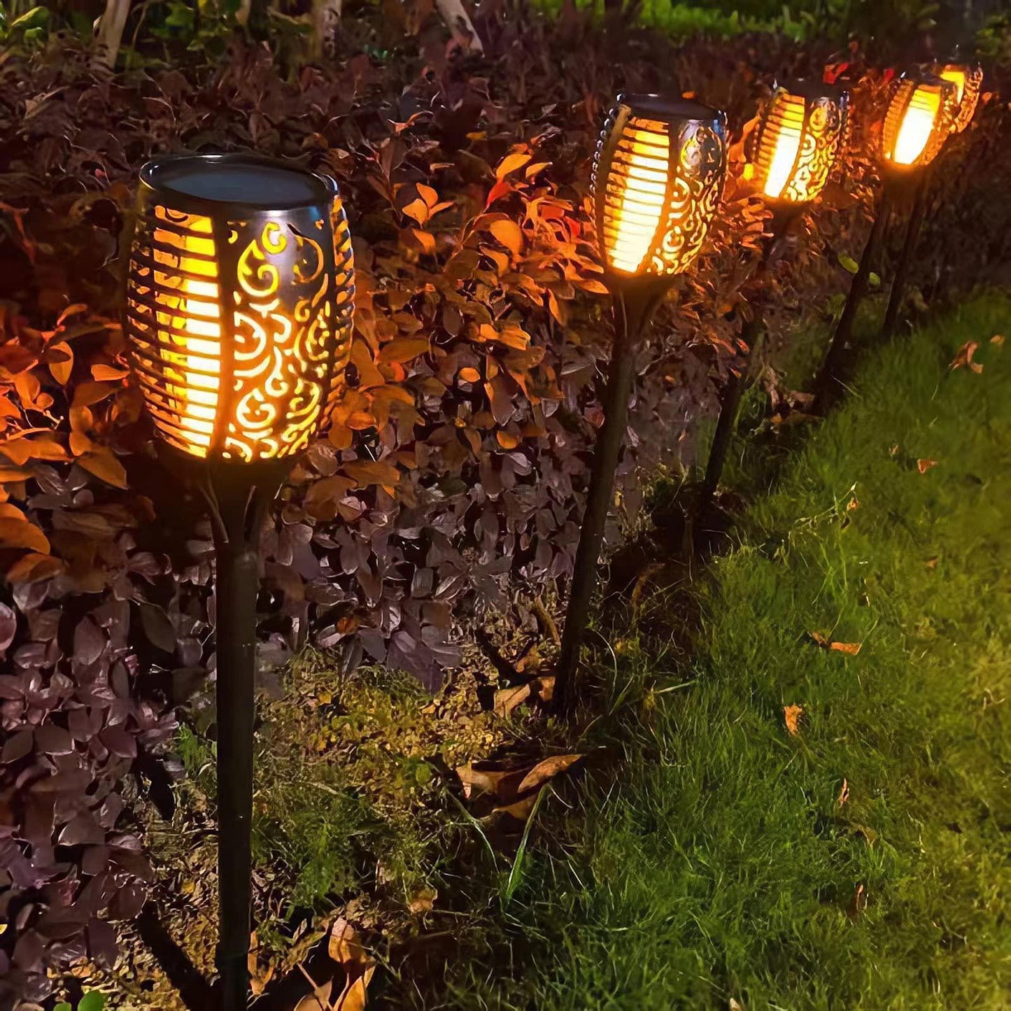 Liveasily 4 Pack Led Solar Torch Light with Flickering Flame Outdoor Waterproof Halloween Decorations, Solar Torches Stake Lights, Auto On/Off Solar Garden Lights Decorations - CookCave