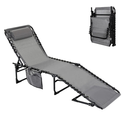 VEIKOU Chaise Lounge Chair 5-Position for Outside, Upgraded Adjustable Sun Lounger, Folding Outdoor Lounge Chairs for Lawn Patio Pool Beach Sunbath, Deep Grey - CookCave